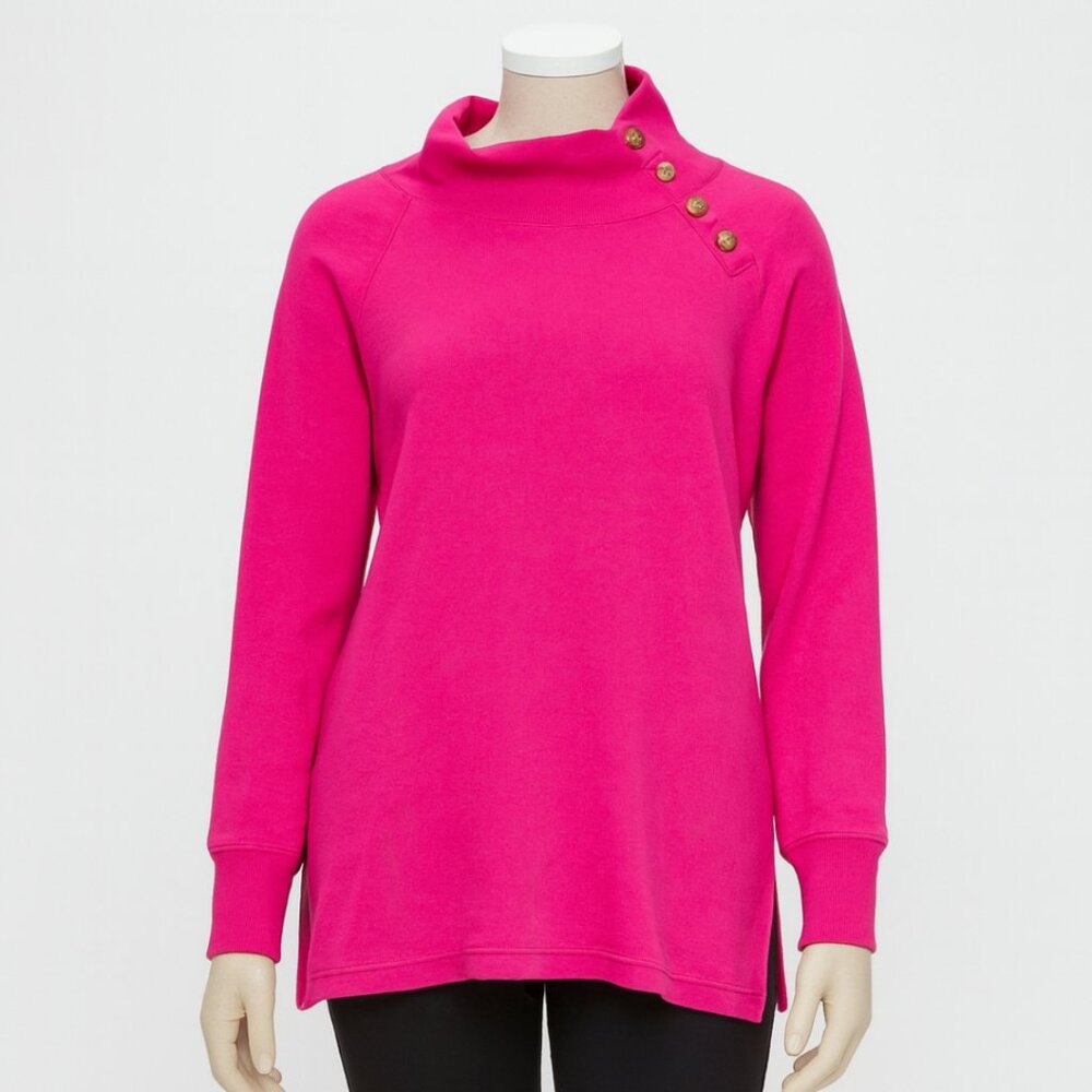 J. Crew Shirt Women Medium Pink Mockneck Sweatshirt Casual Comfy Cozy Loungewear
